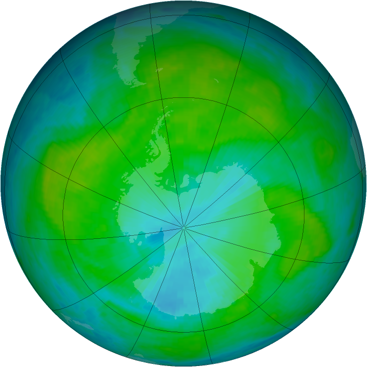 Antarctic ozone map for 13 January 1987